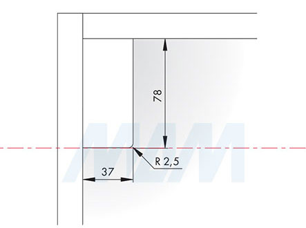 Установка мебельного навеса LIBRA H7 с креплением на винты для корпусов нижнего яруса при использовании с задней панелью толщиной 4 мм (артикул 63422250ZN), схема 2
