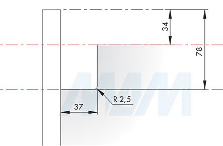 Установка мебельного навеса LIBRA H7 с креплением на винты для корпусов нижнего яруса при использовании с задней панелью толщиной 4 мм и стандартным алюминиевым профилем (артикул 63422250ZN), схема 2