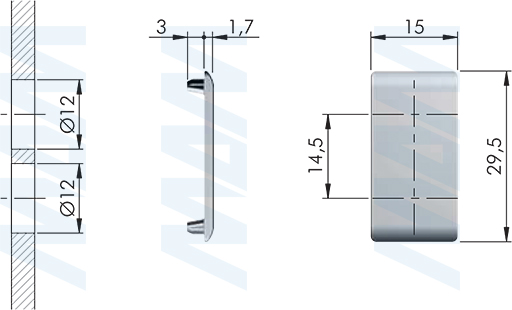 Размеры заглушки D12 для навесов APC (артикул 65270200)