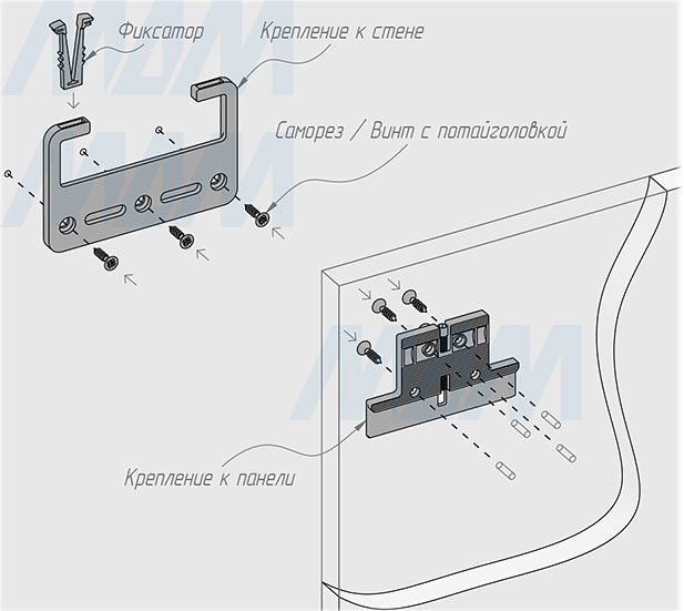 Установка универсального навеса для стеновых панелей с фиксацией (артикул ATC151.05.02)