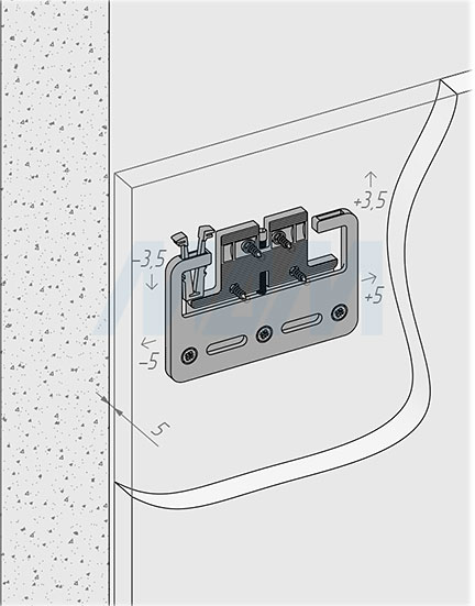 Регулировка универсального навеса для стеновых панелей с фиксацией (артикул ATC151.05.02)