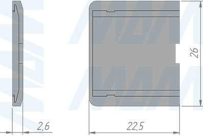 Размеры заглушки для эксцентрика в квадратном пластиковом корпусе (артикул CAP.ES.EC20)