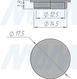 Размеры крышки заглушки с шайбой для самореза D5-6 мм (артикул CC.K.5-6)