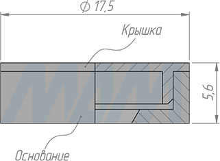Размеры заглушки с шайбой для самореза D5-6 мм (артикул CC.K.5-6)