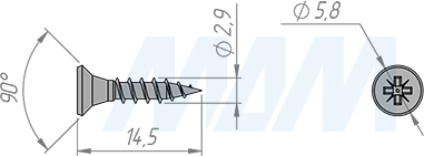 Размеры самореза 3х15 мм с потайной головкой под крест (артикул CHS 3,0 X 15 MP)