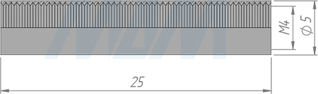 Размеры цилиндра с внутренней резьбой М4x25 мм (артикул CIT M4 X 25 MP)