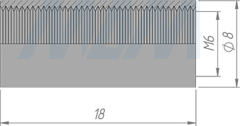 Размеры цилиндра с внутренней резьбой М6x18 мм (артикул CIT M6 X 18 MP)