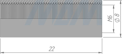 Размеры цилиндра с внутренней резьбой М6x22 мм (артикул CIT M6 X 22 MP)