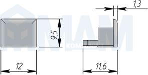 Размеры заглушки для полкодержателя ONE (артикул CN01NL)