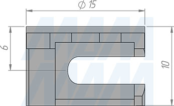 Размеры эксцентрика для плит толщиной 12 мм (артикул EC15-12)