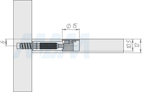 Установка эксцентрика для плит толщиной 12 мм (артикул EC15-12), схема 1