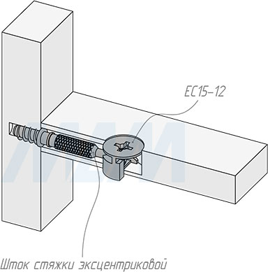Установка эксцентрика для плит толщиной 12 мм (артикул EC15-12), схема 2