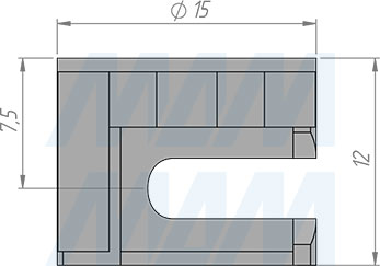 Размеры эксцентрика для плит толщиной 16 мм (артикул EC15-16)