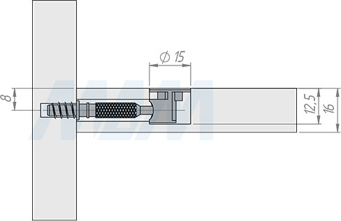 Установка эксцентрика для плит толщиной 16 мм (артикул EC15-16), схема 1