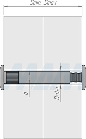 Установка межсекционной стяжки папа М4x15 мм с плоской головкой (артикул FTS M4 X 15 FL MP), схема 2