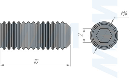 Размеры установочного винта под шестигранник, DIN 913 М4х10 (артикул HSS-M4X10)