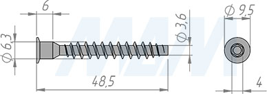 Конфирмат 6.3x50, 2500 штук, оцинкованный KON 6.3X50 MP Купить в ...