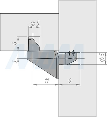 Установка полкодержателя для деревянных полок с фиксацией (артикул ME66)