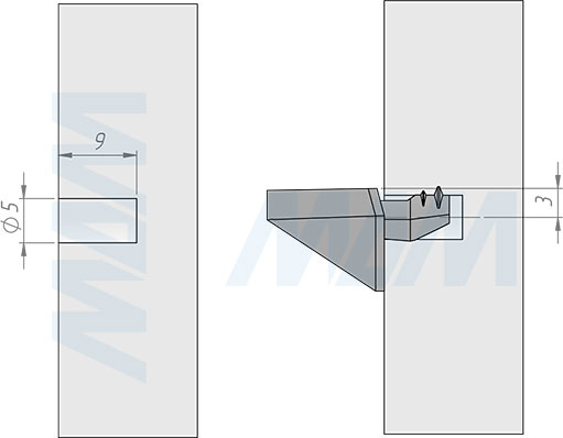 Установка полкодержателя для деревянных полок без фиксации (артикул ME67)