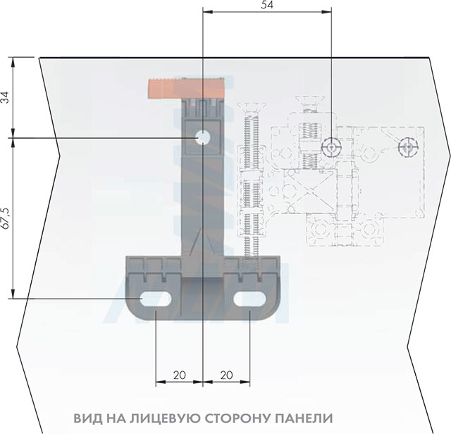 Присадочные размеры для установки планки для навесов SYMETRA с системой против опрокидывания (артикул P240702100)