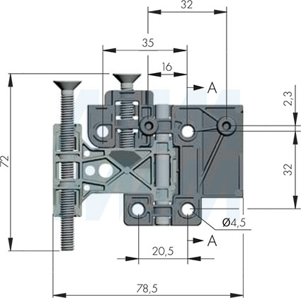 Размеры мебельного навеса SYMETRA для стеновых панелей с креплением на штоки (артикул P2408184ZN), чертеж 1