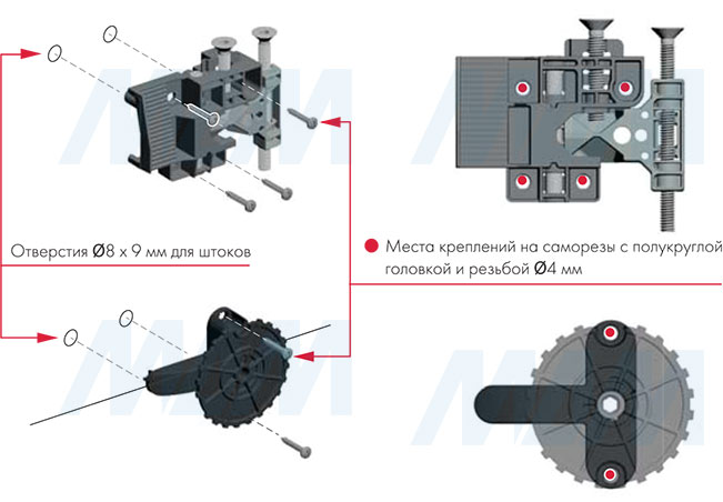 Монтаж мебельного навеса и регулируемого упора SYMETRA на стеновую панель (артикул P2408184ZN), схема 2