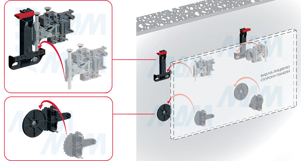 Установка стеновой панели с навесами SYMETRA на стену (артикул P2408184ZN)