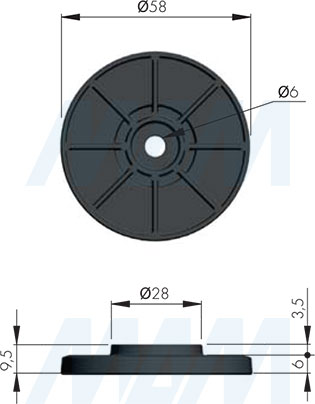 Размеры планки SYMETRA для регулируемого упора (артикул P2408750EA)