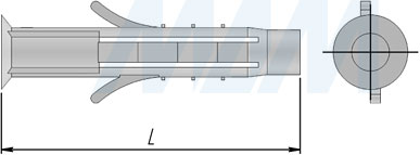 Размеры дюбеля (артикул PD T)