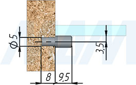 Установка полкодержателя в пластиковом чехольчике для стеклянных полок (артикул PK5,0X16B+К)