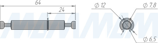 Размеры двустороннего тока эксцентрика (24 мм) (артикул SB-24Х64.D)