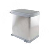 LINEA Ведро для мусора подвесное 21л с крышкой, с крепежом, нерж.сталь, цвет серый металлик