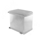 LINEA Ведро для мусора подвесное 16л с крышкой, с крепежом, нерж.сталь, цвет серый металлик