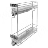 ROUND Двухуровневая корзина с пласт. поддонами, 150 мм, бок. крепл. лев.,направл. плавн. закр. Nova Pro ELQGM152PLSXCNP