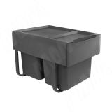 EASYBOX F40 Корзина встраиваемая для мусора выдвижная с доводчиком и крышкой-полкой, объём 30 (2x15) л, цвет тёмно-серый EMB402-30DG