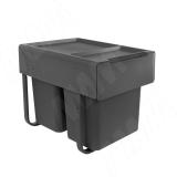 EASYBOX F40 Корзина встраиваемая для мусора выдвижная с доводчиком и крышкой-полкой, объём 36 (2x18) л, цвет тёмно-серый EMB402-36DG