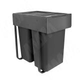 EASYBOX F40 Корзина встраиваемая для мусора выдвижная с доводчиком и крышкой-полкой, объём 52 (2x26) л, цвет тёмно-серый EMB402-52DG
