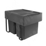 EASYBOX F45 Корзина встраиваемая для мусора выдвижная с доводчиком и крышкой-полкой, объём 44 (2x22) л, цвет тёмно-серый EMB452-44DG