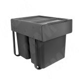 EASYBOX F45 Корзина встраиваемая для мусора выдвижная с доводчиком и крышкой-полкой, объём 50 (2x25) л, цвет тёмно-серый EMB452-50DG