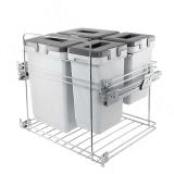 KOMBI 60. Система сортировки и хранения, 4 емкости (20л+20л+10л+9л), крепл. фасада, полн. выдвиж., плавн. закр., направл. Nova Pro PKBGME604MG