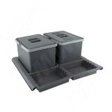 METROPOLIS Система сортировки и хранения, фасад 600мм, 2 емкости с крышкой (12л+12л), цвет серый базальт PTC22060501FC97