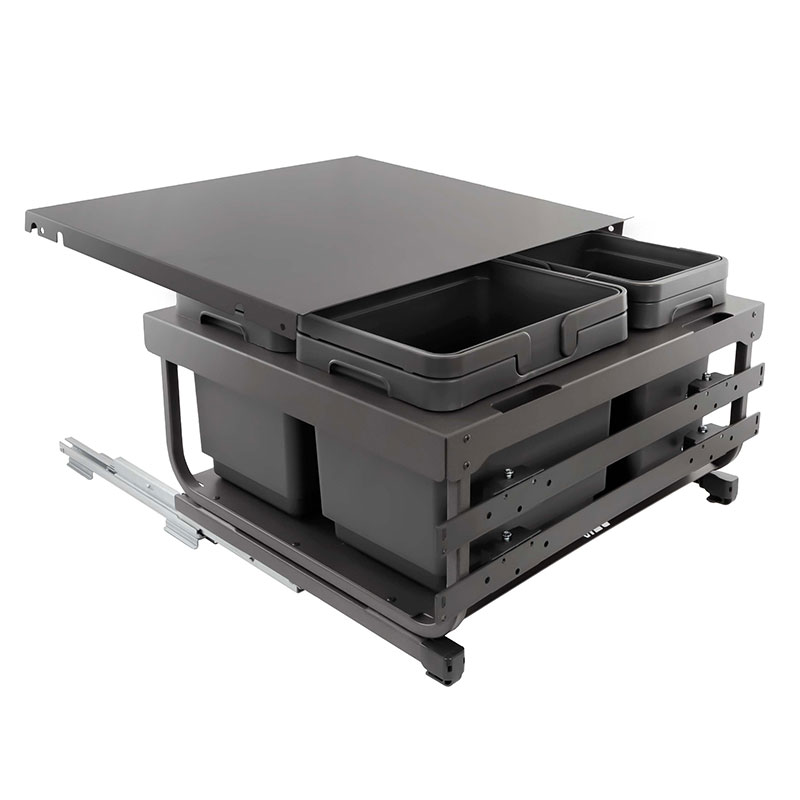 KOMBI 2.0 MINI M60W Система сортировки и хранения, 4 емкости (12л+12л+7л+7л), креп. фасада, полн.выдв., плавн.закр. направл. Nova Pro, крышка-полка фото товара 2 - MKOMBI2GME604SCGMRF