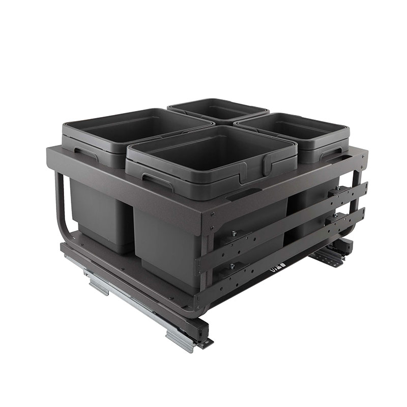 KOMBI 2.0 MINI M60W Система сортировки и хранения, 4 емкости (12л+12л+7л+7л), креп. фасада, полн.выдв., плавн.закр. направл. Nova Pro, крышка-полка фото товара 3 - MKOMBI2GME604SCGMRF