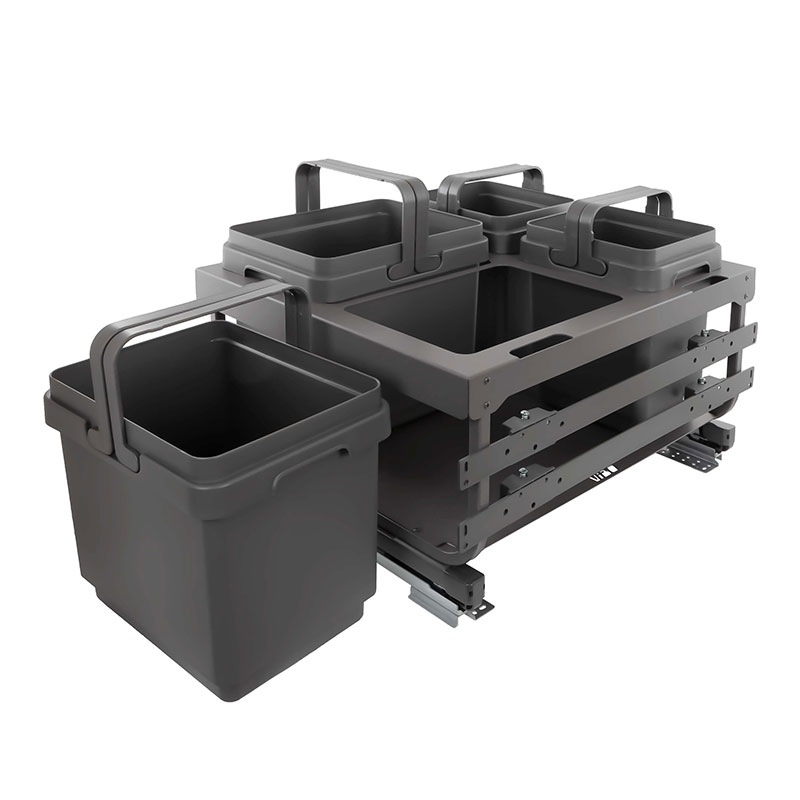 KOMBI 2.0 MINI M60W Система сортировки и хранения, 4 емкости (12л+12л+7л+7л), креп. фасада, полн.выдв., плавн.закр. направл. Nova Pro, крышка-полка фото товара 4 - MKOMBI2GME604SCGMRF