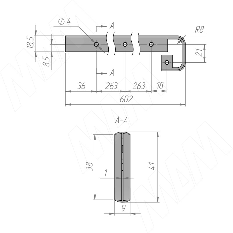Планка для столешницы соединительная, 38мм, черный фото товара 2 - ПС-38-2