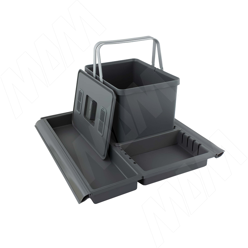 METROPOLIS Система сортировки и хранения, фасад 500мм, 1 емкость с крышкой (12л), крышка, цвет серый базальт фото товара 2 - PTC22050507FC97