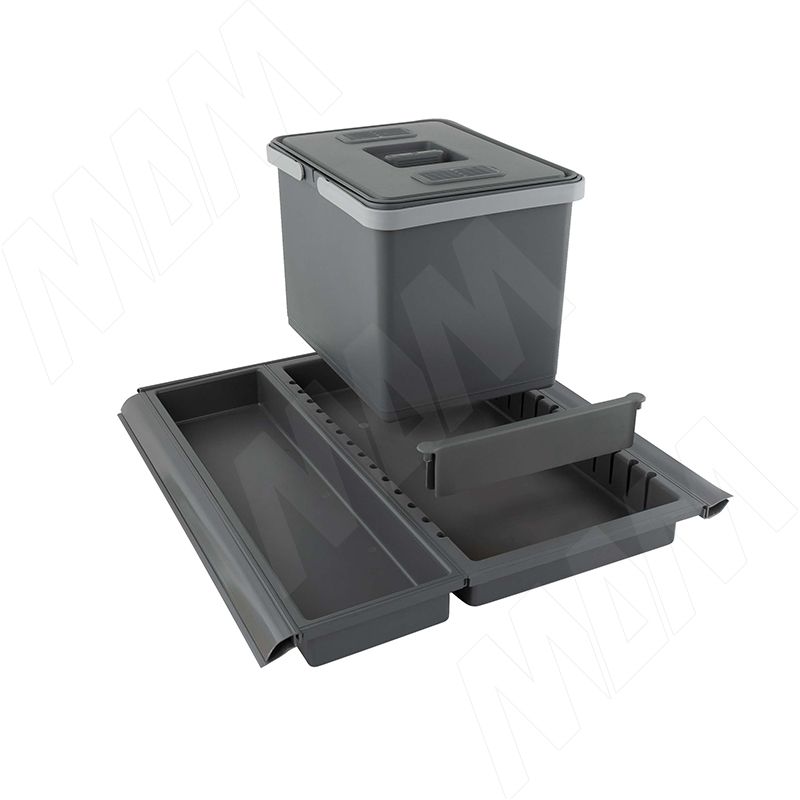 METROPOLIS Система сортировки и хранения, фасад 500мм, 1 емкость с крышкой (12л), крышка, цвет серый базальт фото товара 3 - PTC22050507FC97