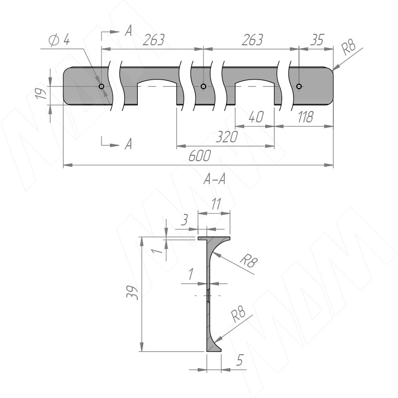 Планка для столешницы угловая анодированная, 38мм фото товара 2 - ПУ-38