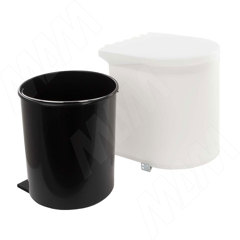 TWIST Ведро для мусора подвесное 12л с крышкой, с крепежом, цвет белый фото товара 3 - STP001-12WT