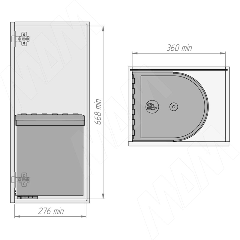 TWIST Ведро для мусора подвесное 12л с крышкой, с крепежом, цвет белый фото товара 4 - STP001-12WT